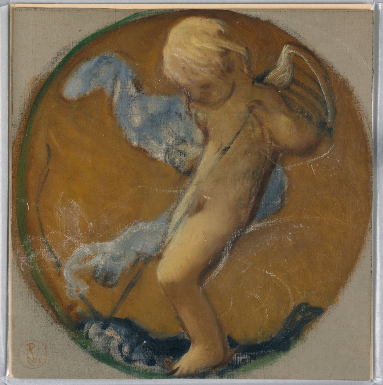 Tekening, Studie voor rondel met putto, eind 19e eeuw door Pierre Victor Galland