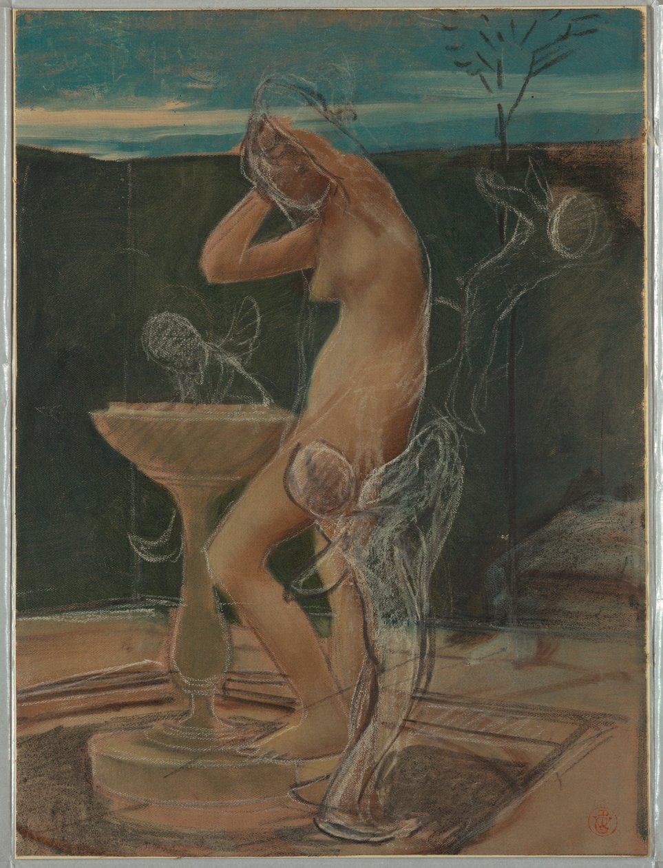Studie van een vrouw in haar bad door Pierre Victor Galland