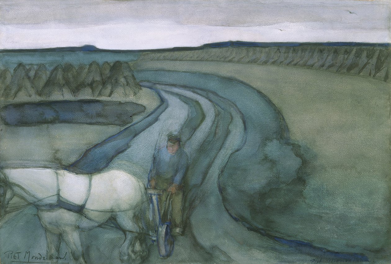 Aan het werk: in de velden, ca. 1899 door Piet Mondrian