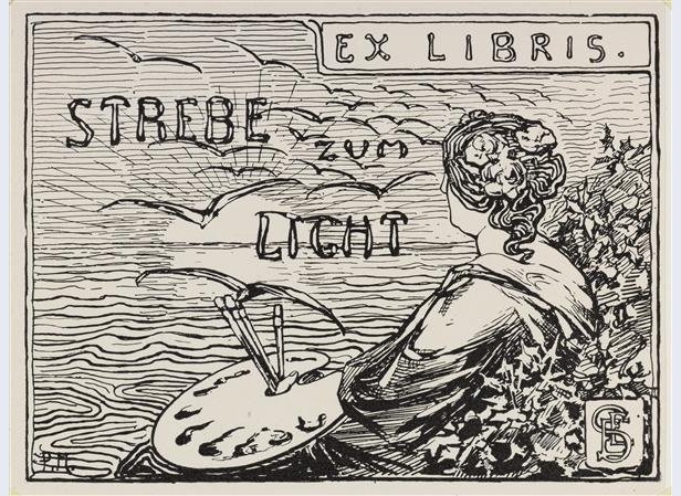 Ex Libris voor Emmy E. Seelig door Piet Mondrian