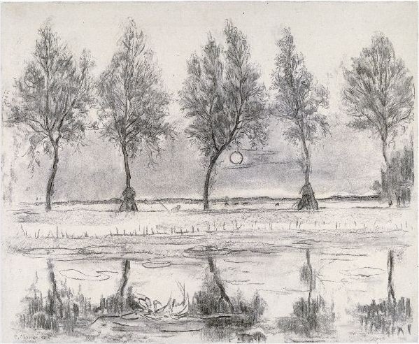 Bomen bij het Gein door Piet Mondrian