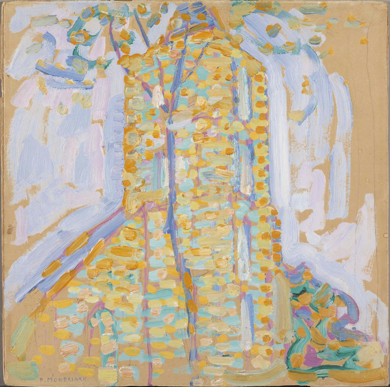 Kerk in Domburg met Boom, 1909 door Piet Mondrian