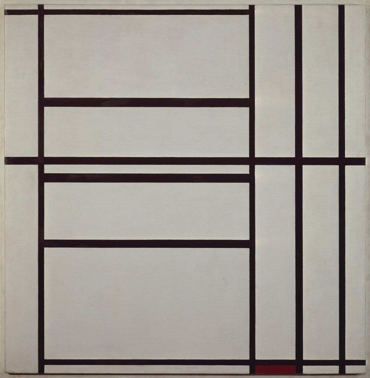 Compositie nr. 1 met grijs en rood 1938-1939 door Piet Mondrian