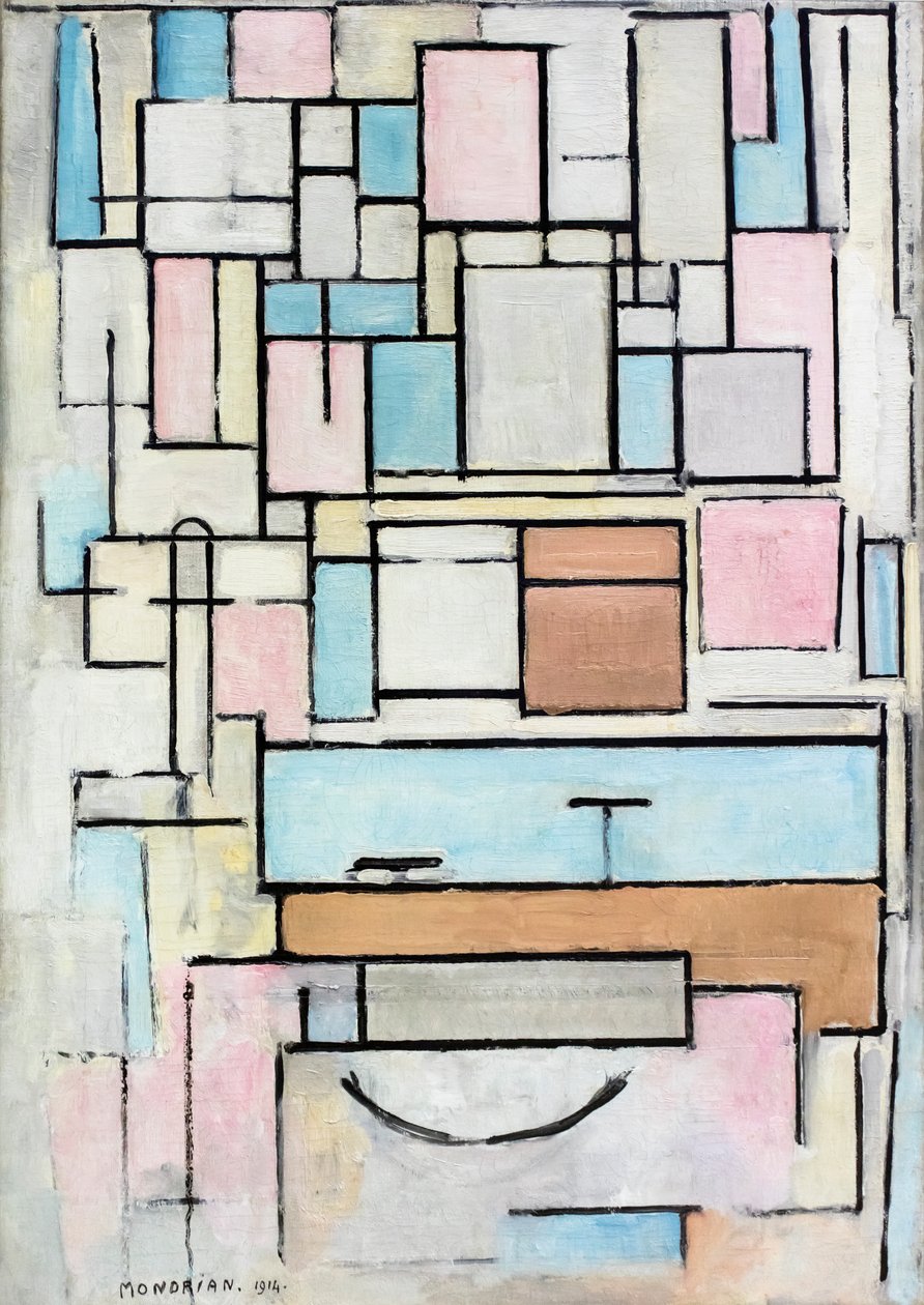 Compositie met kleurvlakken: Gevel door Piet Mondrian