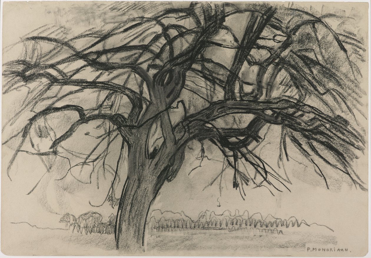 Voorstudie voor Avond: De Rode Boom, 1908 door Piet Mondrian