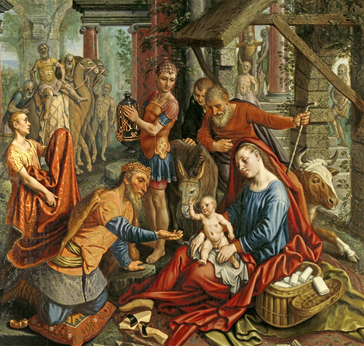 De aanbidding der wijzen, centraal paneel, c.1560 door Pieter Aertsen