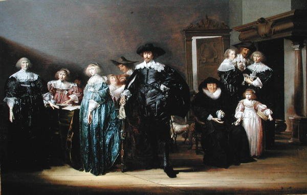 Een portret van de familie Twent in een interieur, 1633 door Pieter Codde