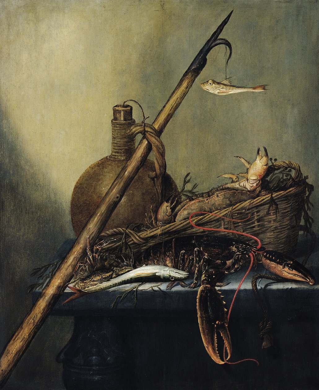 Stilleven met een Kan en Schaaldieren door Pieter Cornelisz. Verbeeck