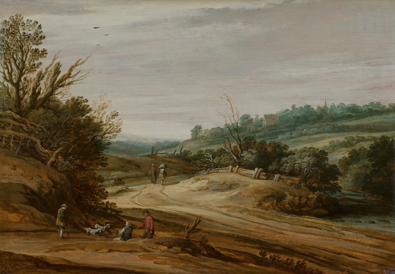 Duinlandschap met een landweg door Pieter Dircksz Santvoort