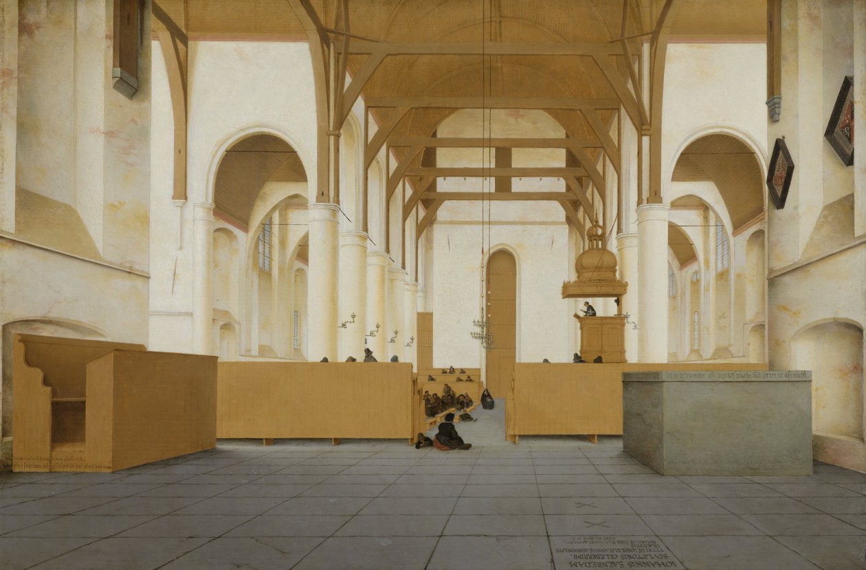 Interieur van de Sint-Odulphuskerk in Assendelft, 1649 door Pieter Janszoon Saenredam