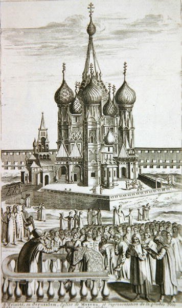 Sainte Trinite, of, Jeruzalem, Kerk van Moskou, uit La Galerie Agreable du Monde, 1729 door Pieter Van der Aa