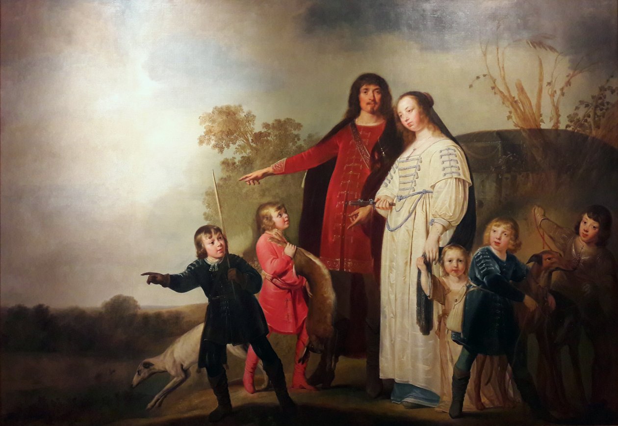 Familieportret in een landschap door Pieter Fransz de Grebber