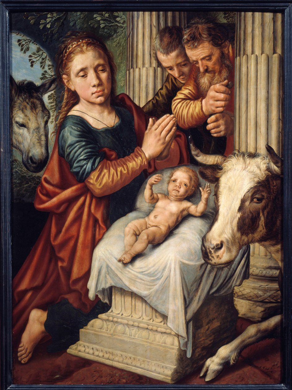 De Aanbidding van de Herders Schilderij door Pieter Aersten (1508-1570) (ec.holl.) 16e eeuw Rouen, Museum voor Schone Kunsten door Pieter Aertsen