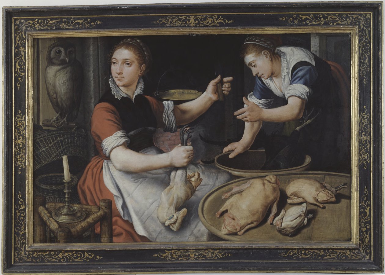 Twee vrouwen die koken door Pieter Aertsen
