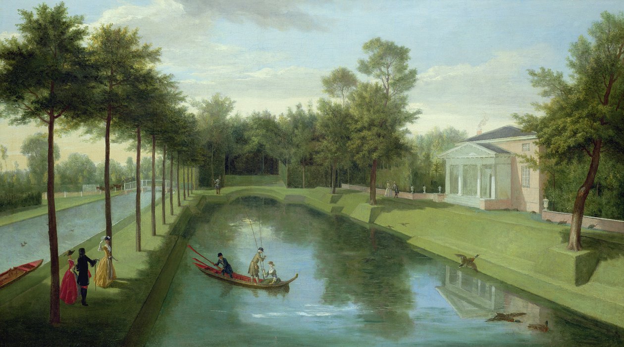 De watertuinen van Chiswick House door Pieter Andreas Rysbrack