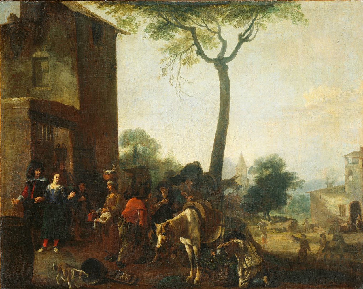 De druivenoogst door Pieter Bodding van Laer (manner of)