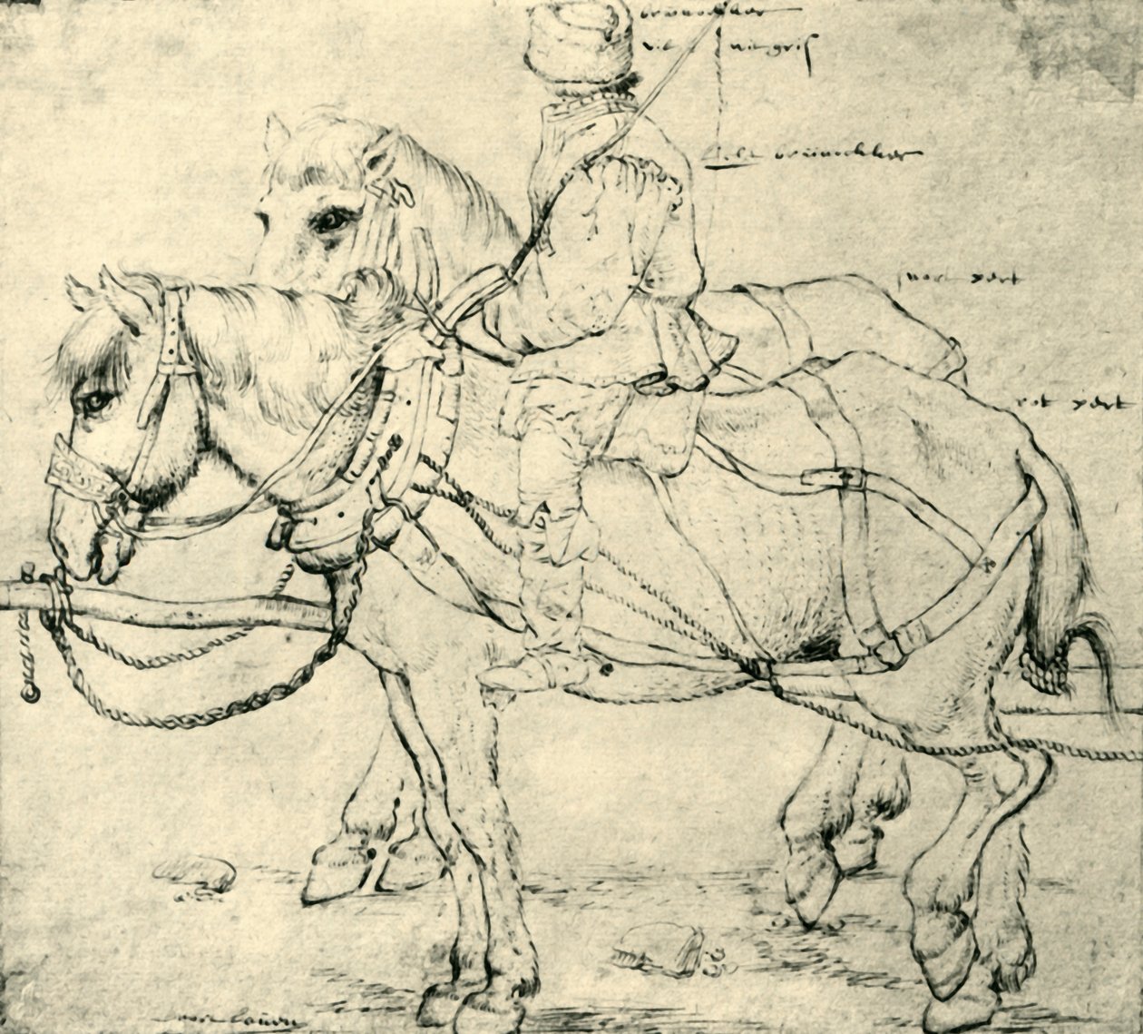 Ruiter en twee paarden, 1559-1563 door Pieter Bruegel the Elder