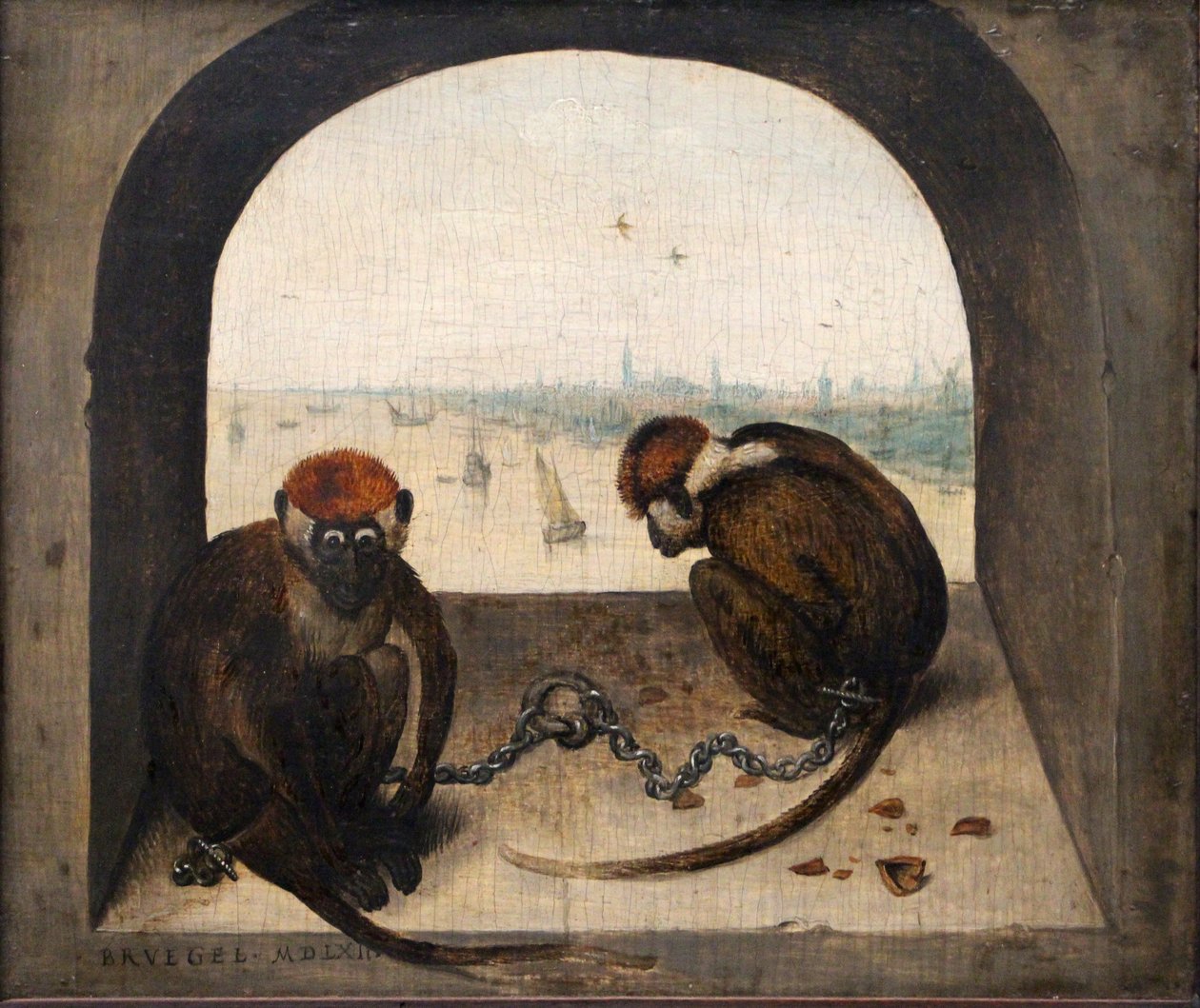 Duits: Zwei angekettete Affen Twee geketende apen door Pieter Brueghel the Elder