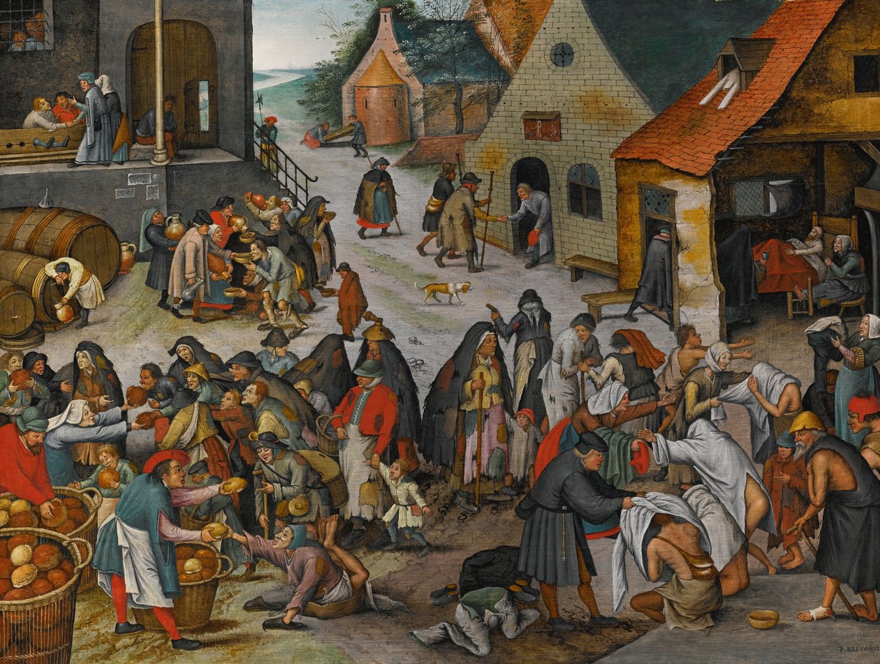 PIETER BRUEGHEL DE JONGERE DE ZEVEN DADEN VAN BARMHARTIGHEID door Pieter Brueghel the Younger