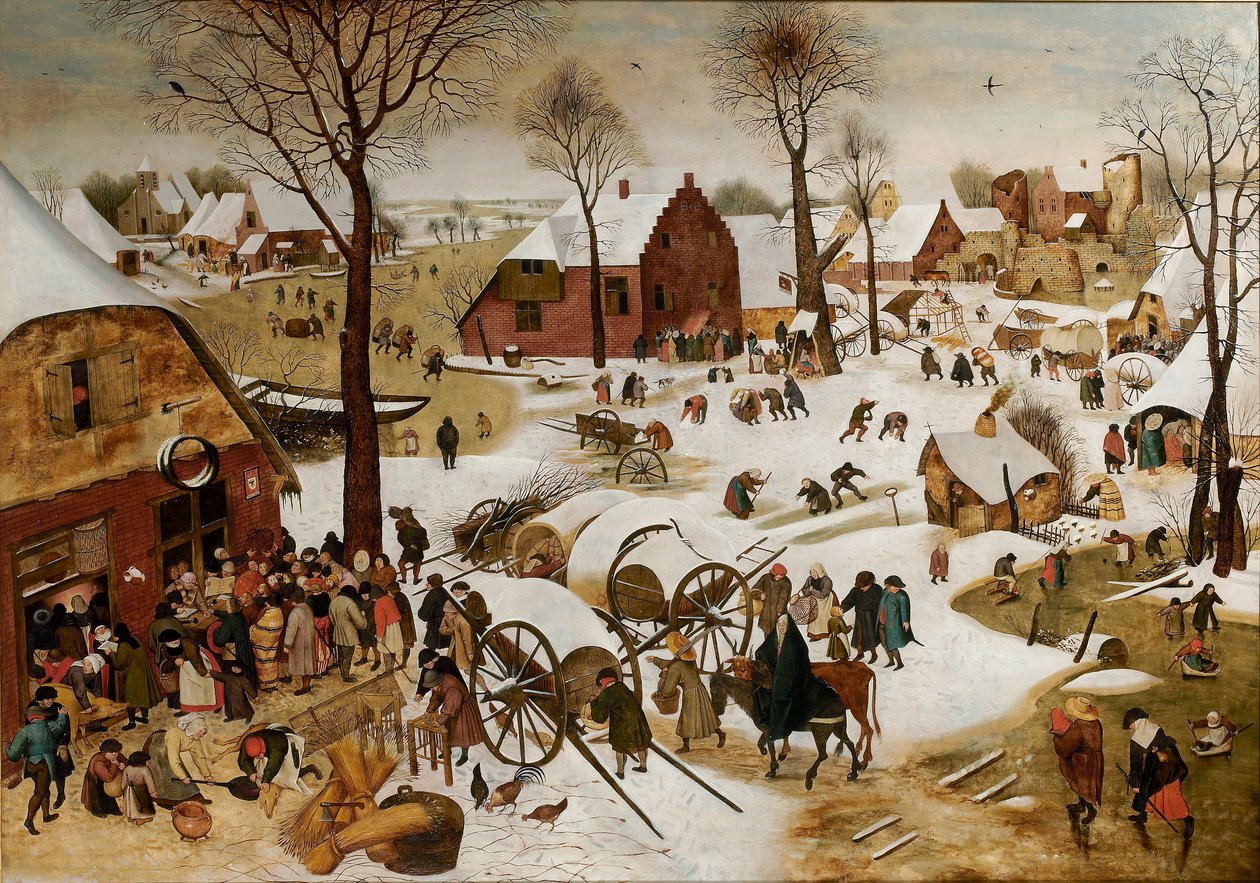 De volkstelling in Bethlehem, begin 17e eeuw door Pieter Brueghel the Younger