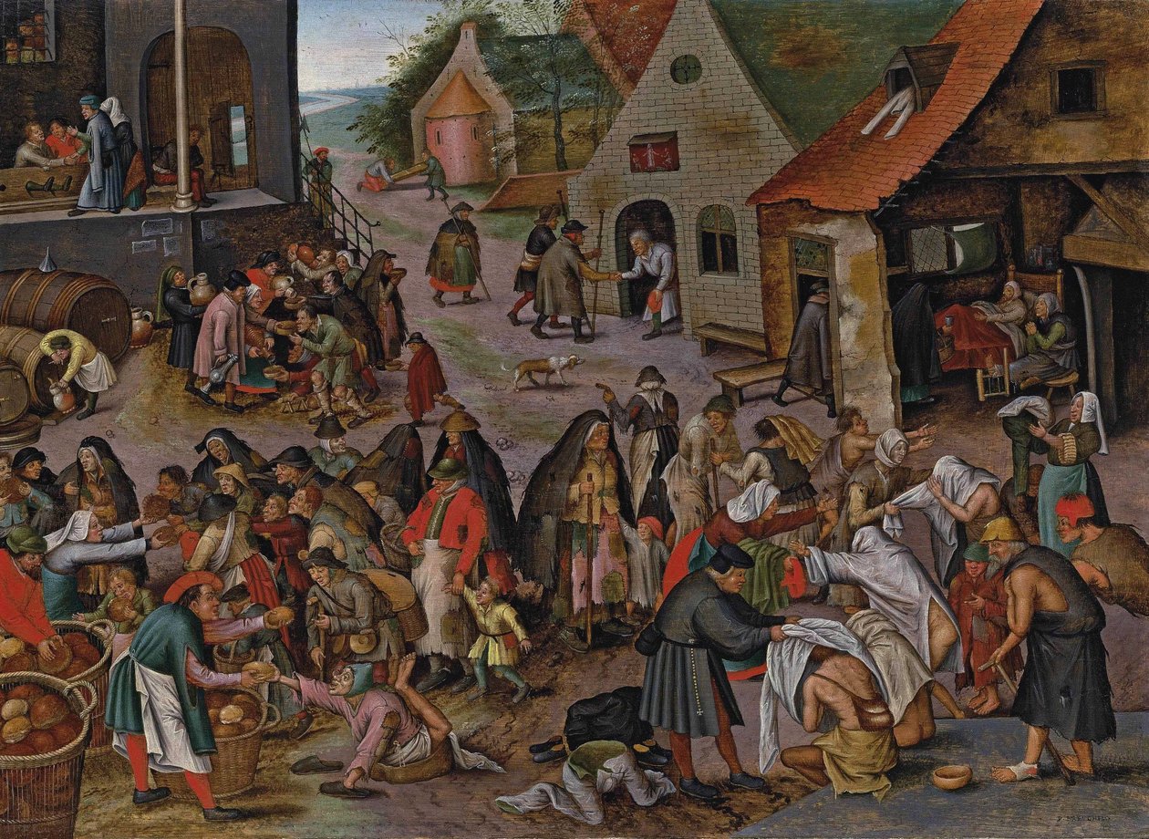 De zeven daden van barmhartigheid door Pieter Brueghel the Younger