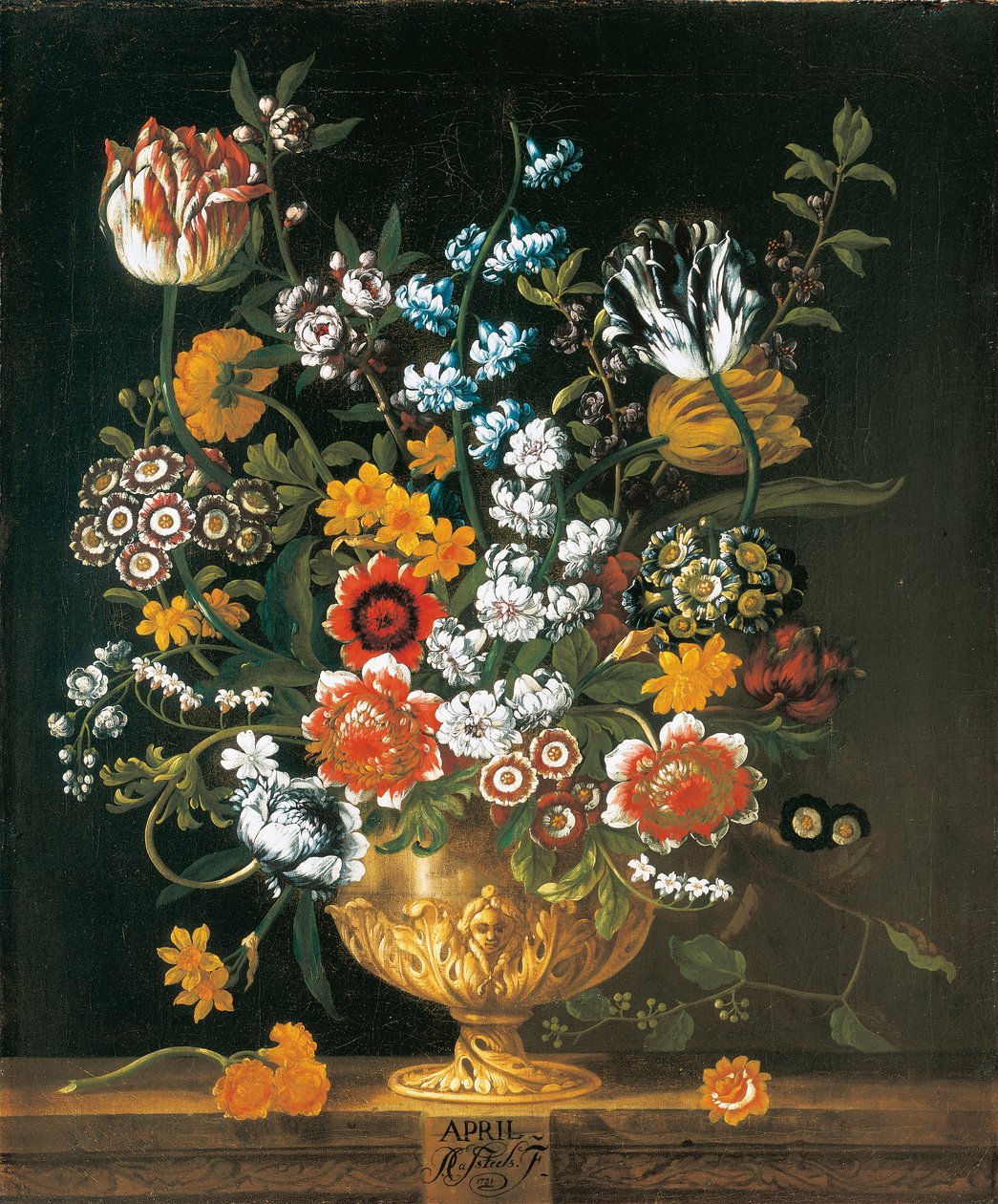 April, uit De Twaalf Maanden van Bloemen, een bloemkalender van stillevens door Pieter Casteels