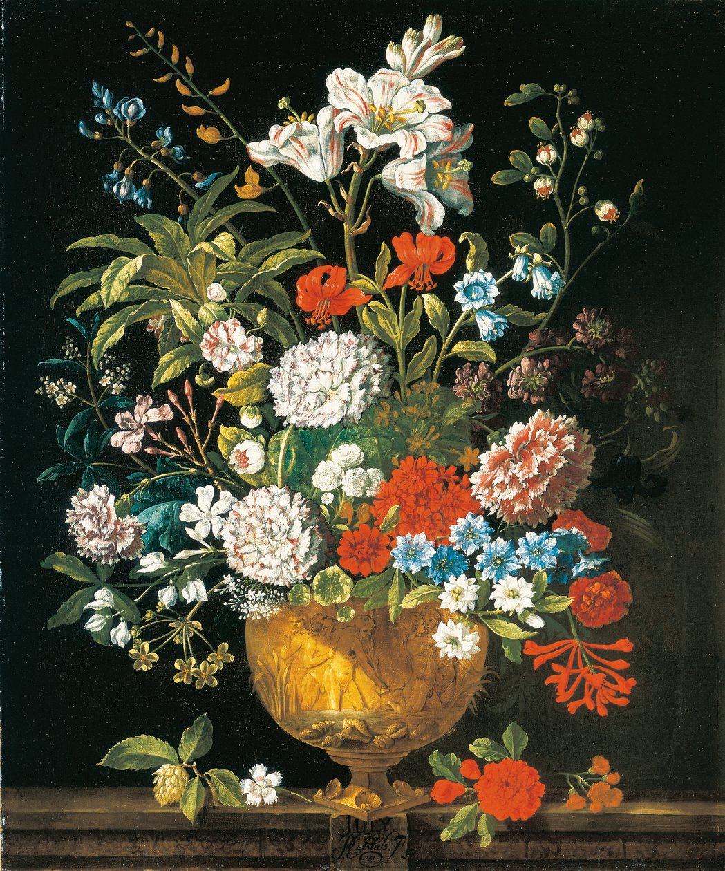 Juli, uit De Twaalf Maanden van Bloemen, een bloemkalender van stillevens door Pieter Casteels