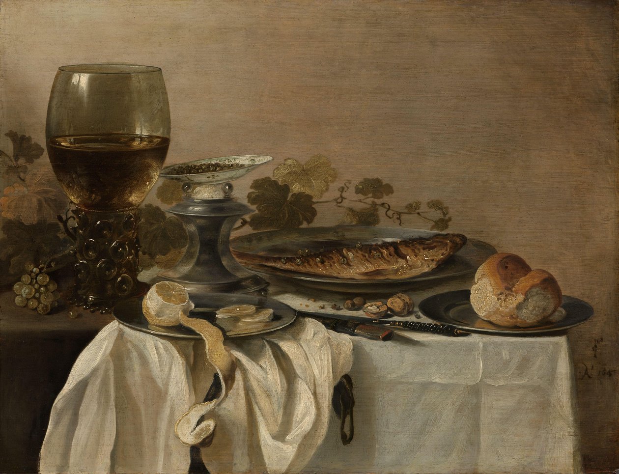 Stilleven met een Vis door Pieter Claesz