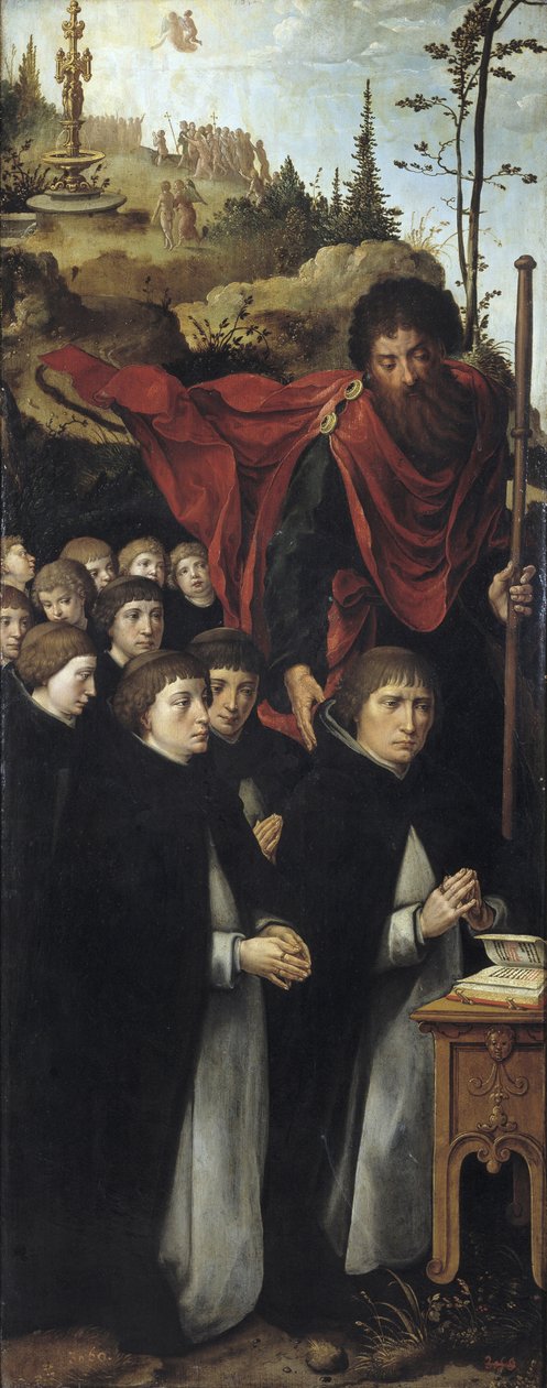 De Apostel Sint Jacobus de Meerdere met Predikers, Rechterpaneel van het Laatste Oordeel drieluik door Pieter Coecke van Aelst
