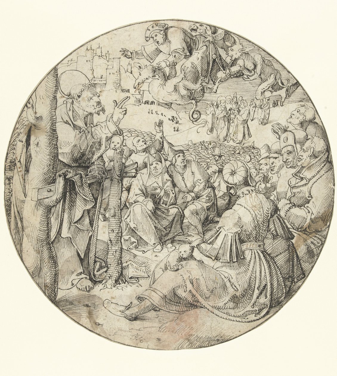 Petrus veroorzaakt de val van Simon de Tovenaar door Pieter Cornelisz. genaamd Kunst
