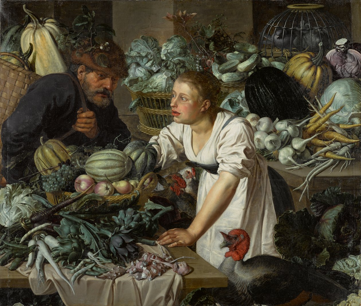 Stilleven met twee figuren door Pieter Cornelisz. van Rijck