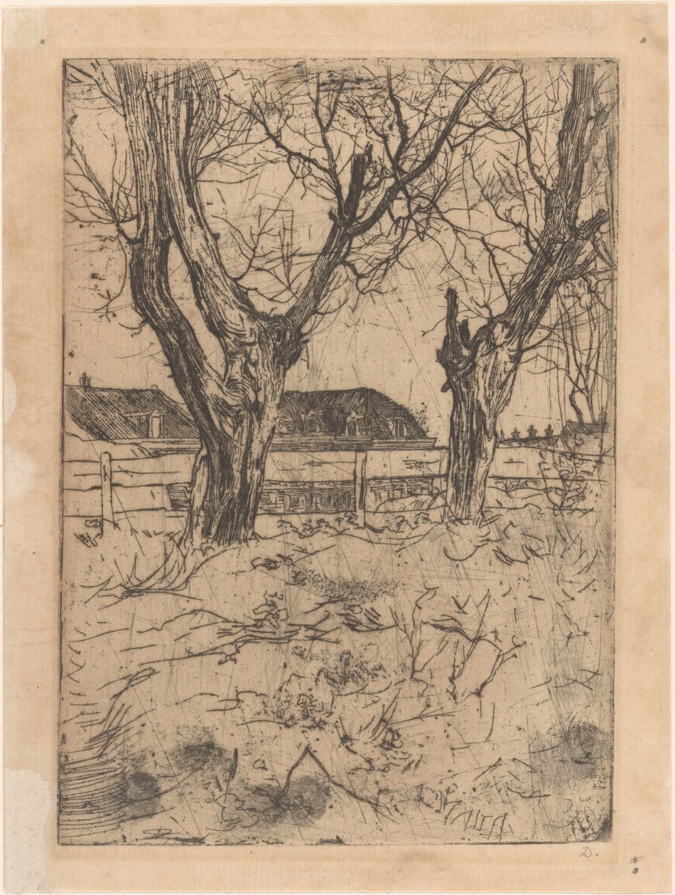 Twee knotwilgen voor een hek door Pieter Dupont (signed by artist)