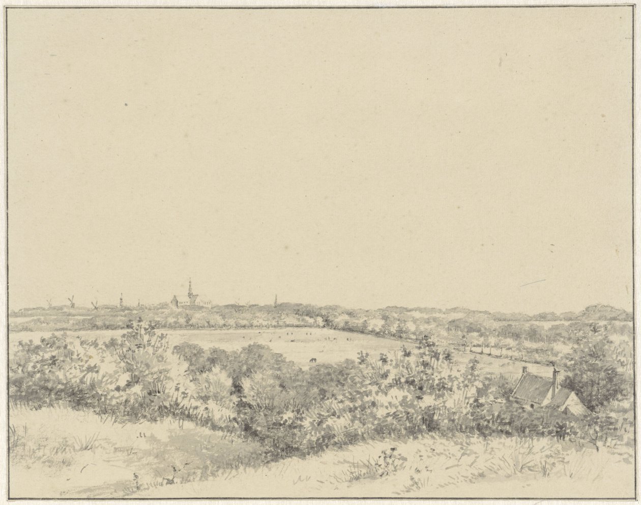 Gezicht op Haarlem, van de duinen uit gezien door Pieter Ernst Hendrik Praetorius