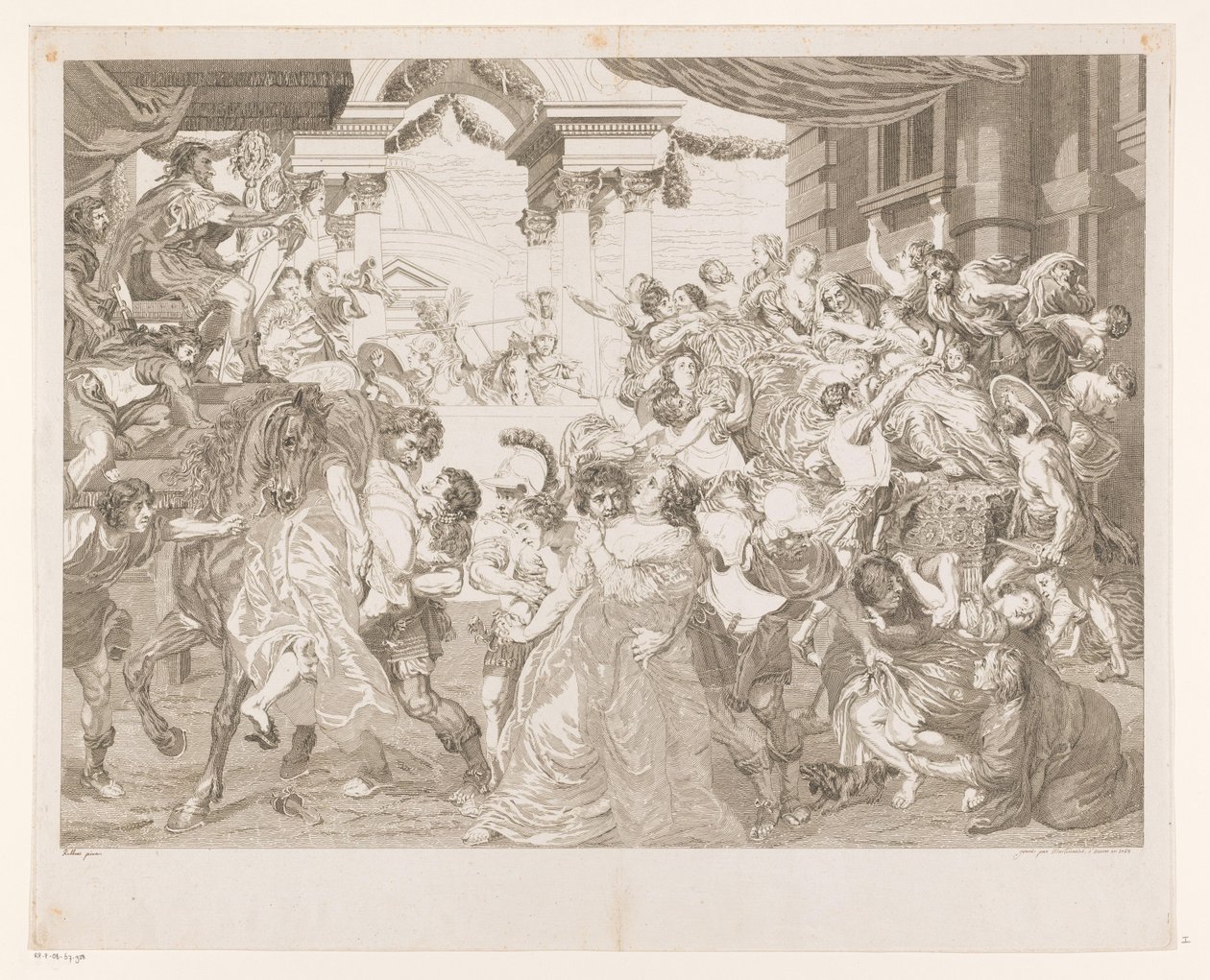 Sabijnse maagdenroof door Pieter Franciscus Martenasie