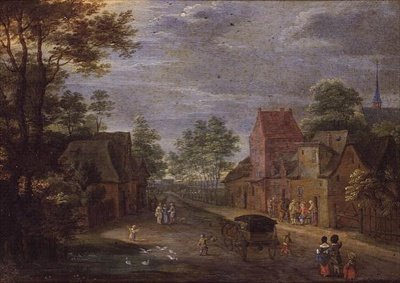 Een dorpsstraat door Peeter Gijsels