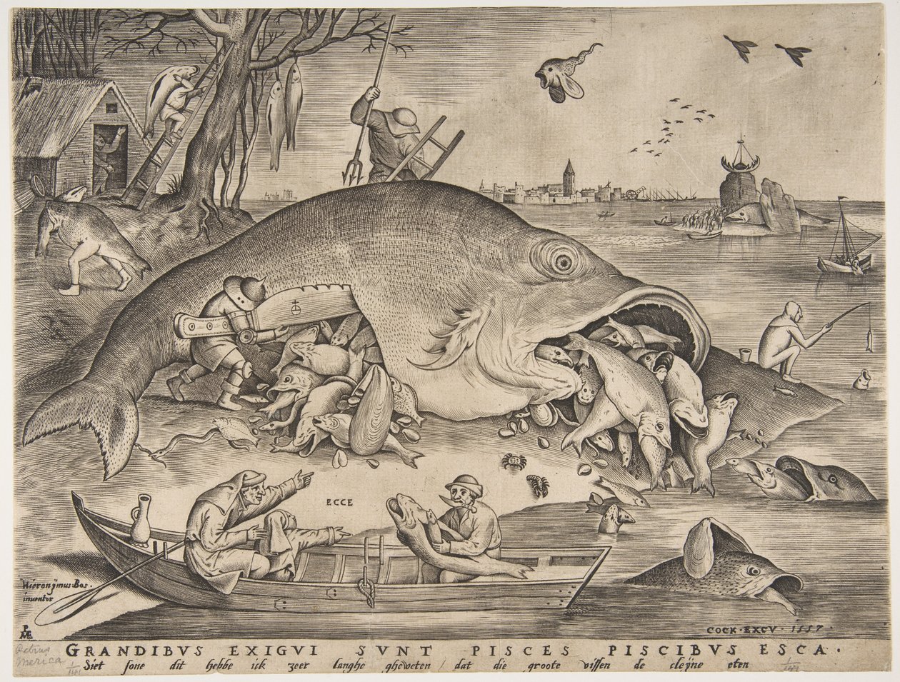Grote vissen eten kleine vissen door Pieter Heyden van der