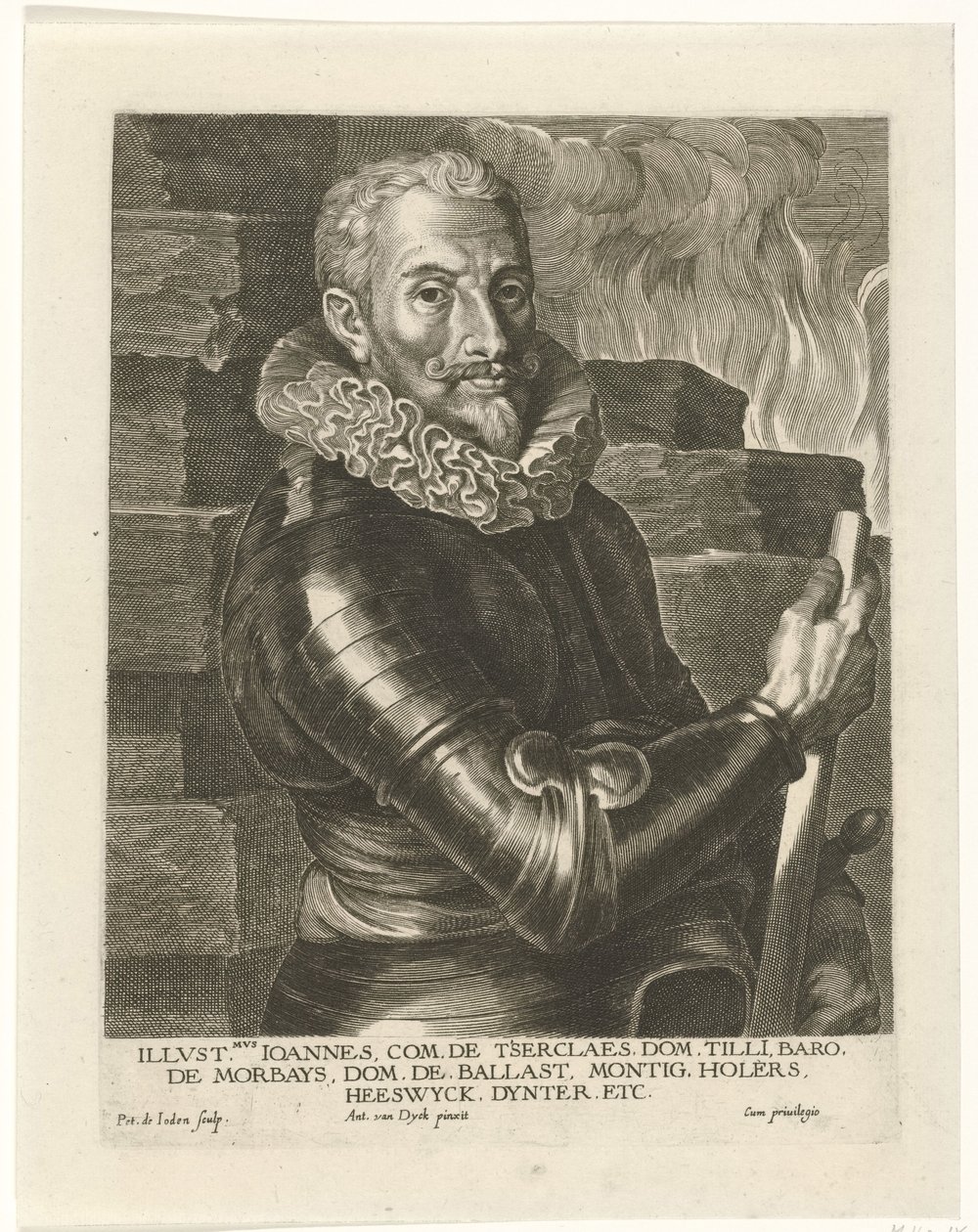 Portret van Johann Tserclaes, Graaf van Tilly door Pieter I Jode de