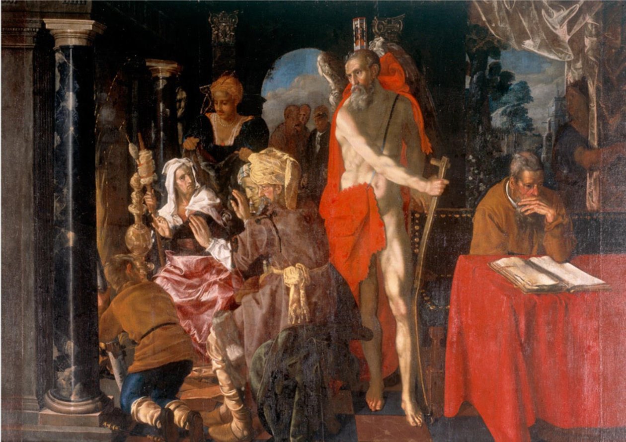 Allegorie van de Ouderdom. Tijd en de Geleerde door Pieter Isaacsz