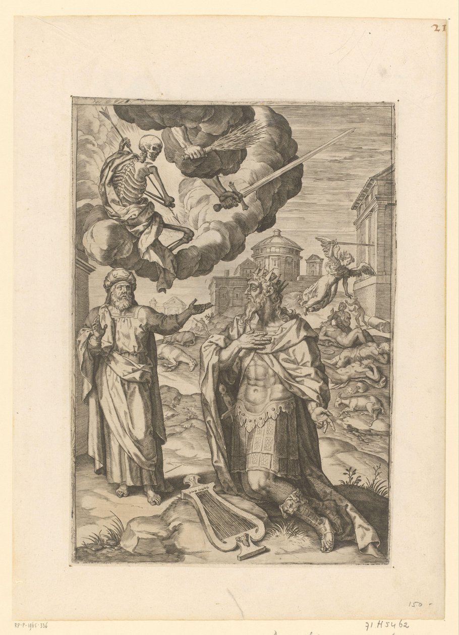 David en Salomo bidden om het einde van de bestraffing van Israël door Pieter Jalhea Furnius (possibly)