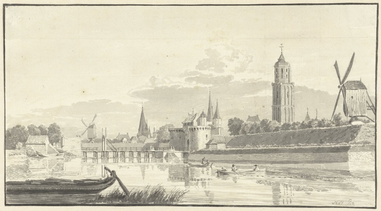 De Kamperpoort te Zwolle door Pieter Jan van Liender (attributed to)