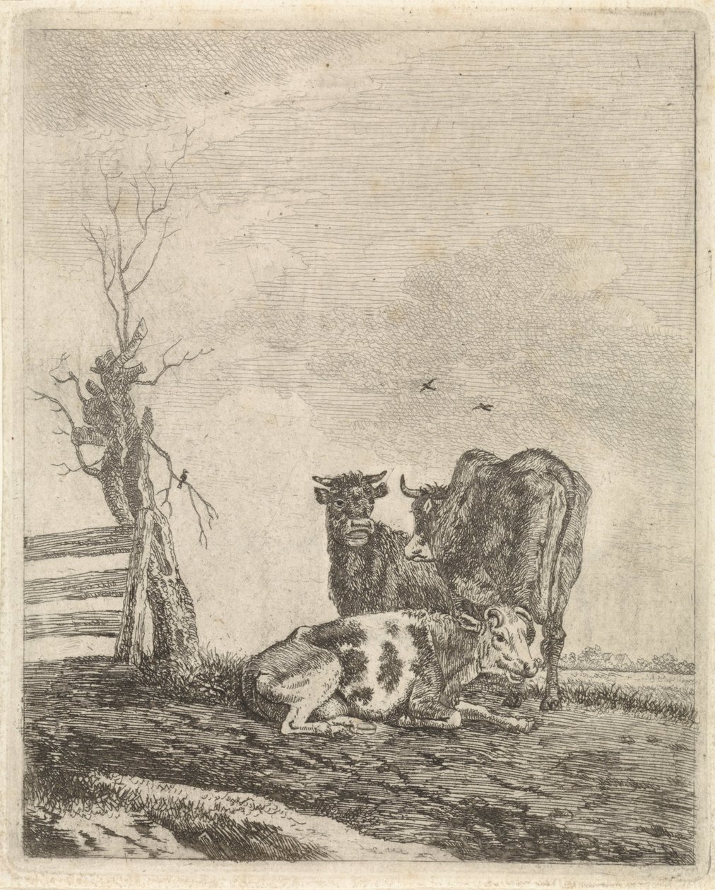 Landschap met drie koeien door Pieter Janson