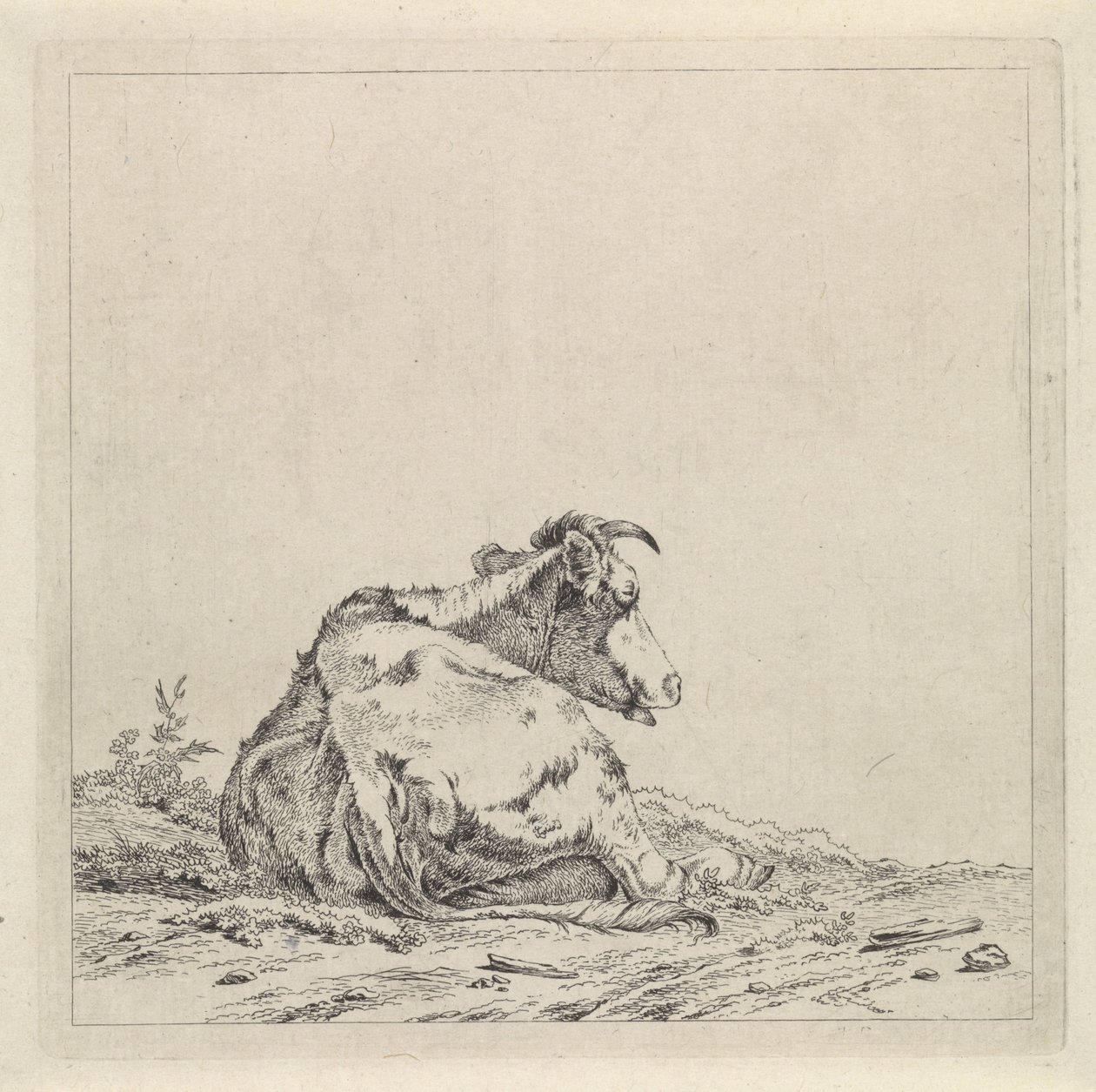 Landschap met liggende koe door Pieter Janson