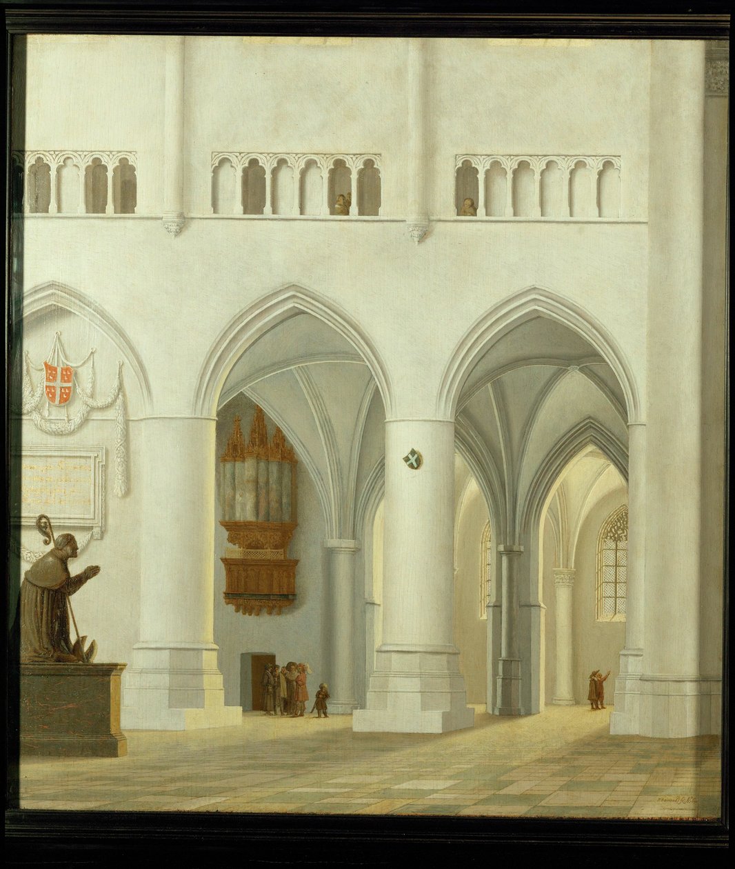 Interieur van de Sint-Bavokerk in Haarlem, Nederland ... door Pieter Jansz Saenredam