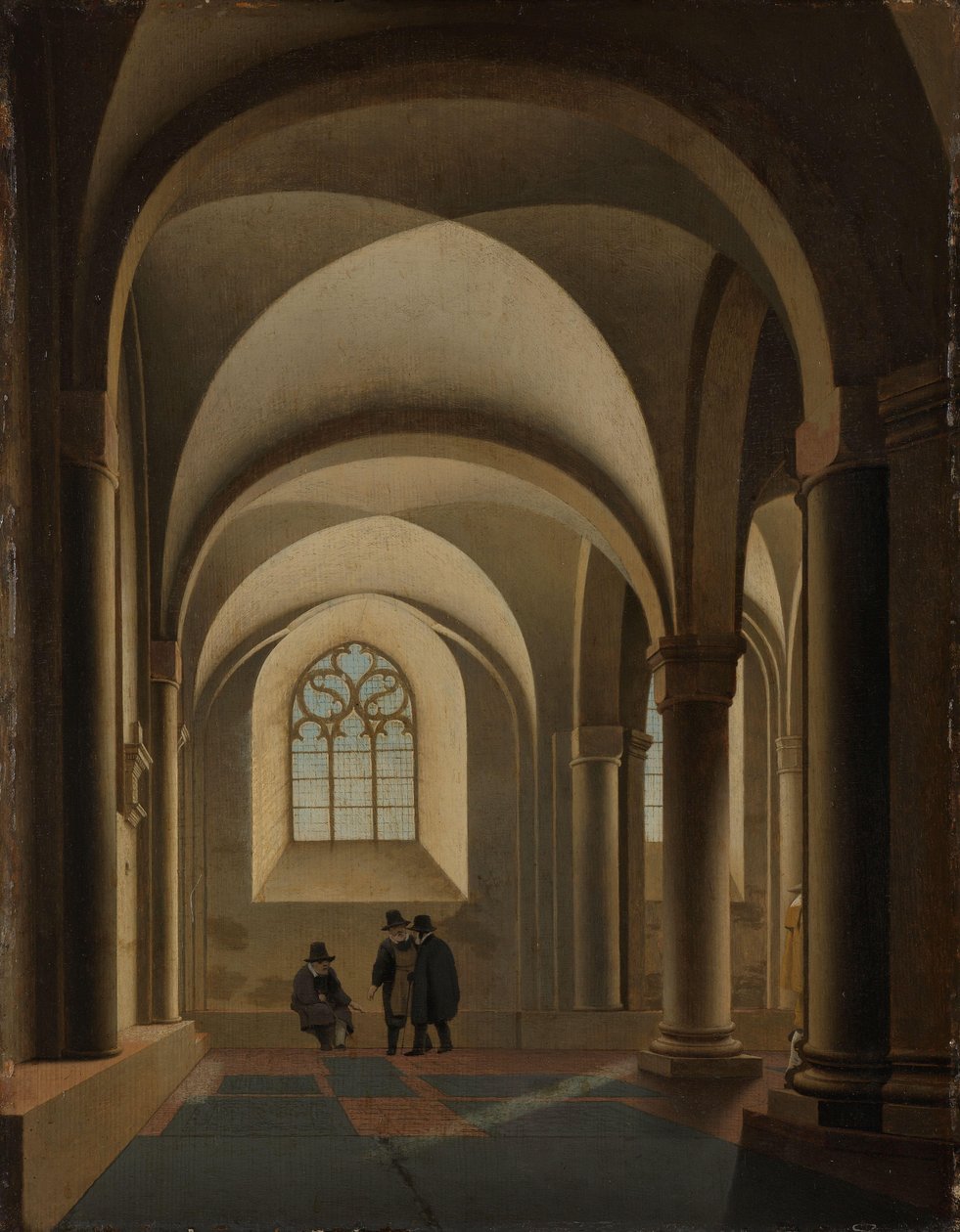 De Westelijkste Traveeën van het Zuidelijke Zijschip van de Mariakerk in Utrecht door Pieter Jansz Saenredam