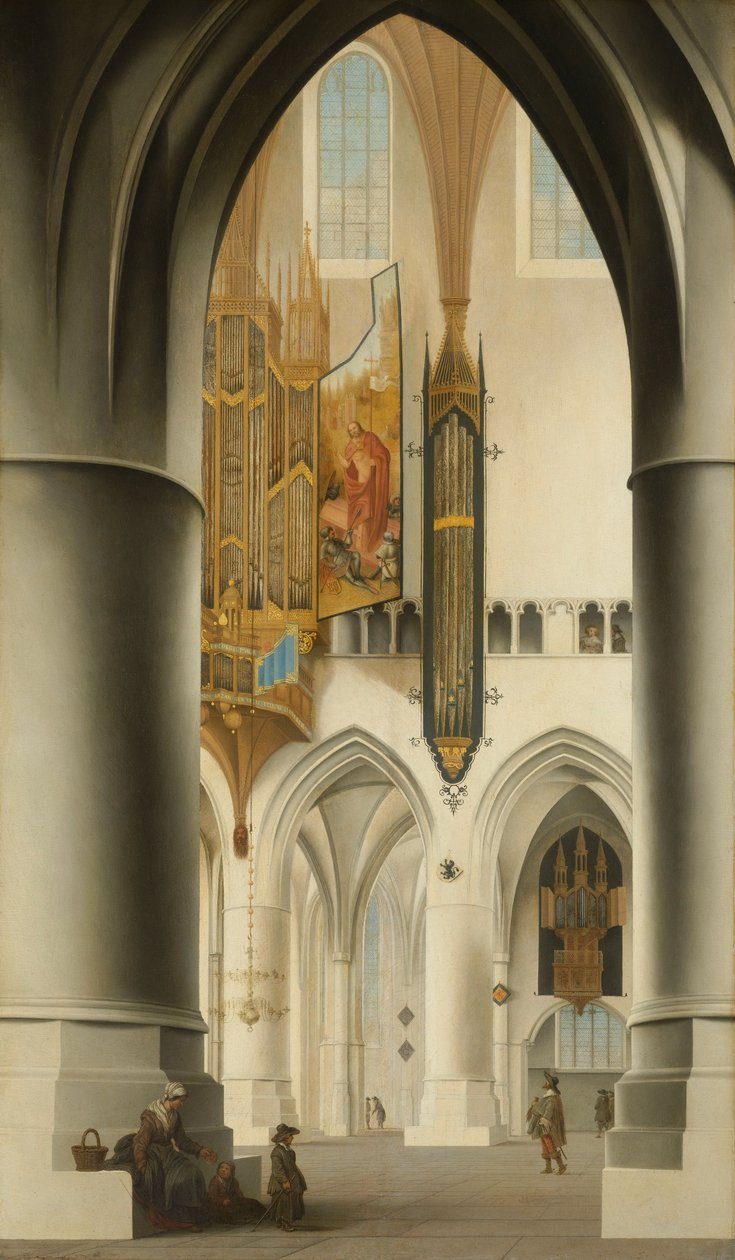 Interieur van de Sint-Bavokerk in Haarlem door Pieter Janszoon Saenredam