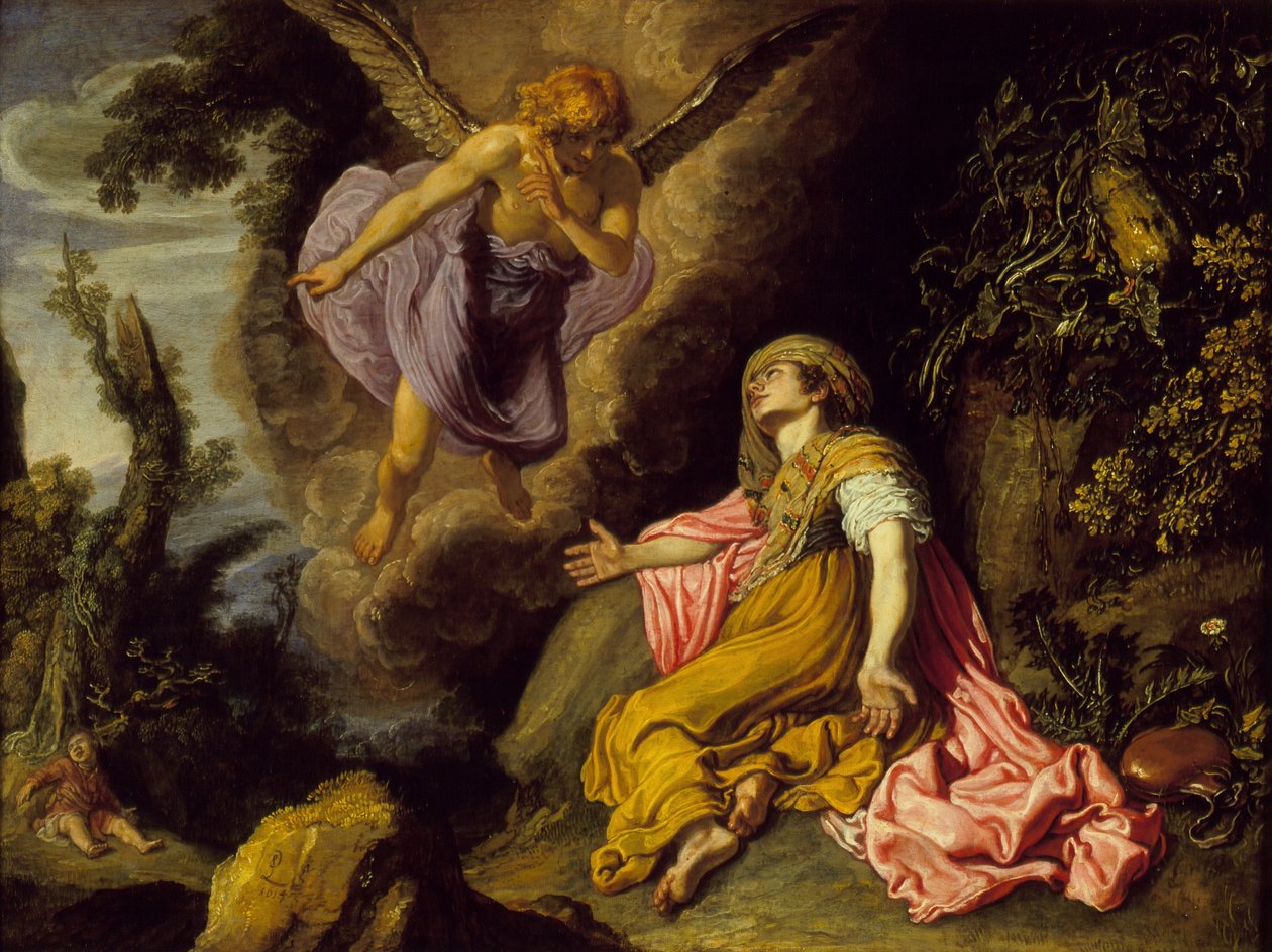 Hagar en de engel, 1614 door Pieter Lastman