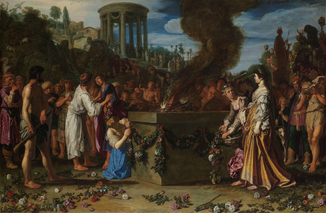 Orestes en Pylades bij het altaar (Euripides, Iphigenia in Tauris) door Pieter Lastman