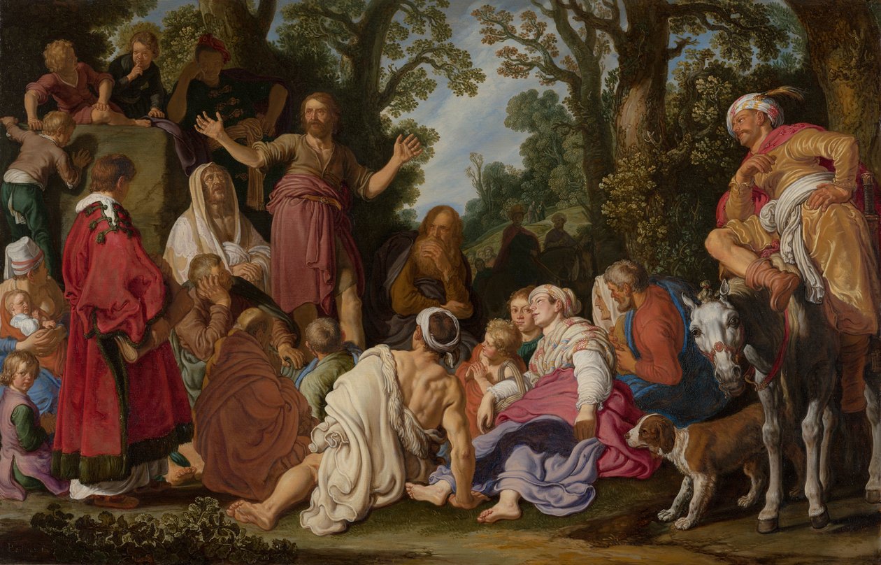 De heilige Johannes de Doper predikend door Pieter Lastman
