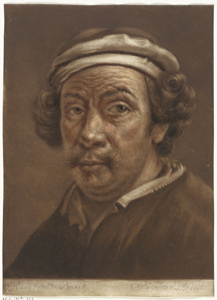 Portret van Rembrandt van Rijn door Pieter Louw