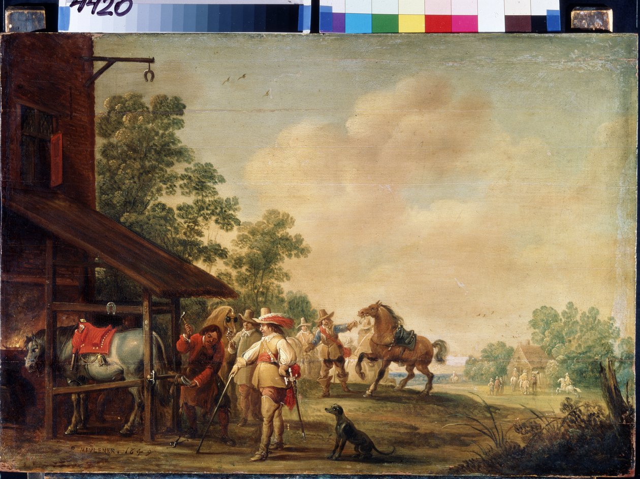 Een smidse door Pieter Meulener